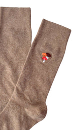 Chaussettes Homme brodées Champignon Beige et Marron 2