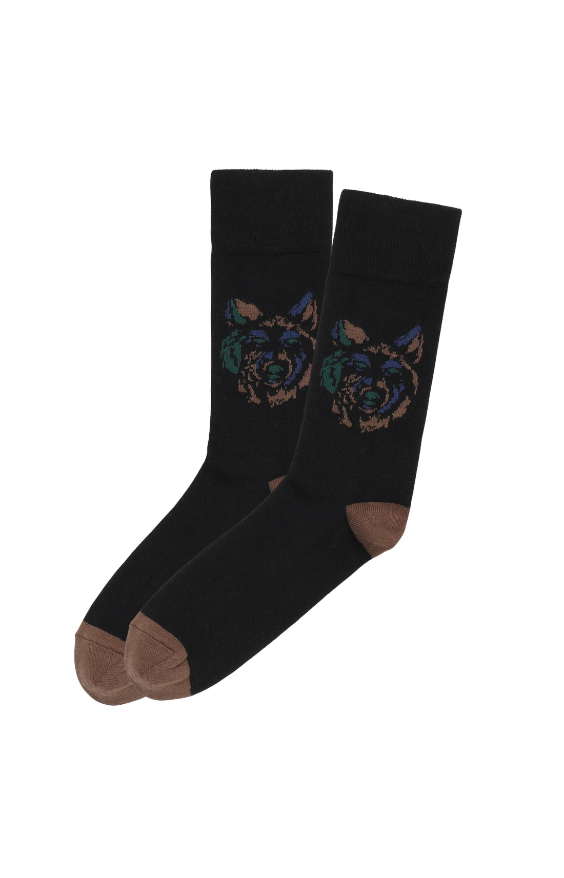 Chaussettes homme noir tête de loup 1