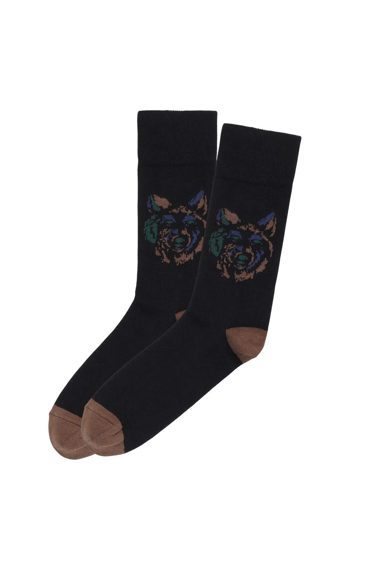 Chaussettes homme noir tête de loup 1