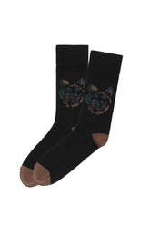 Chaussettes homme noir tête de loup 1
