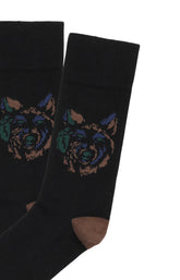 Chaussettes homme noir tête de loup 2