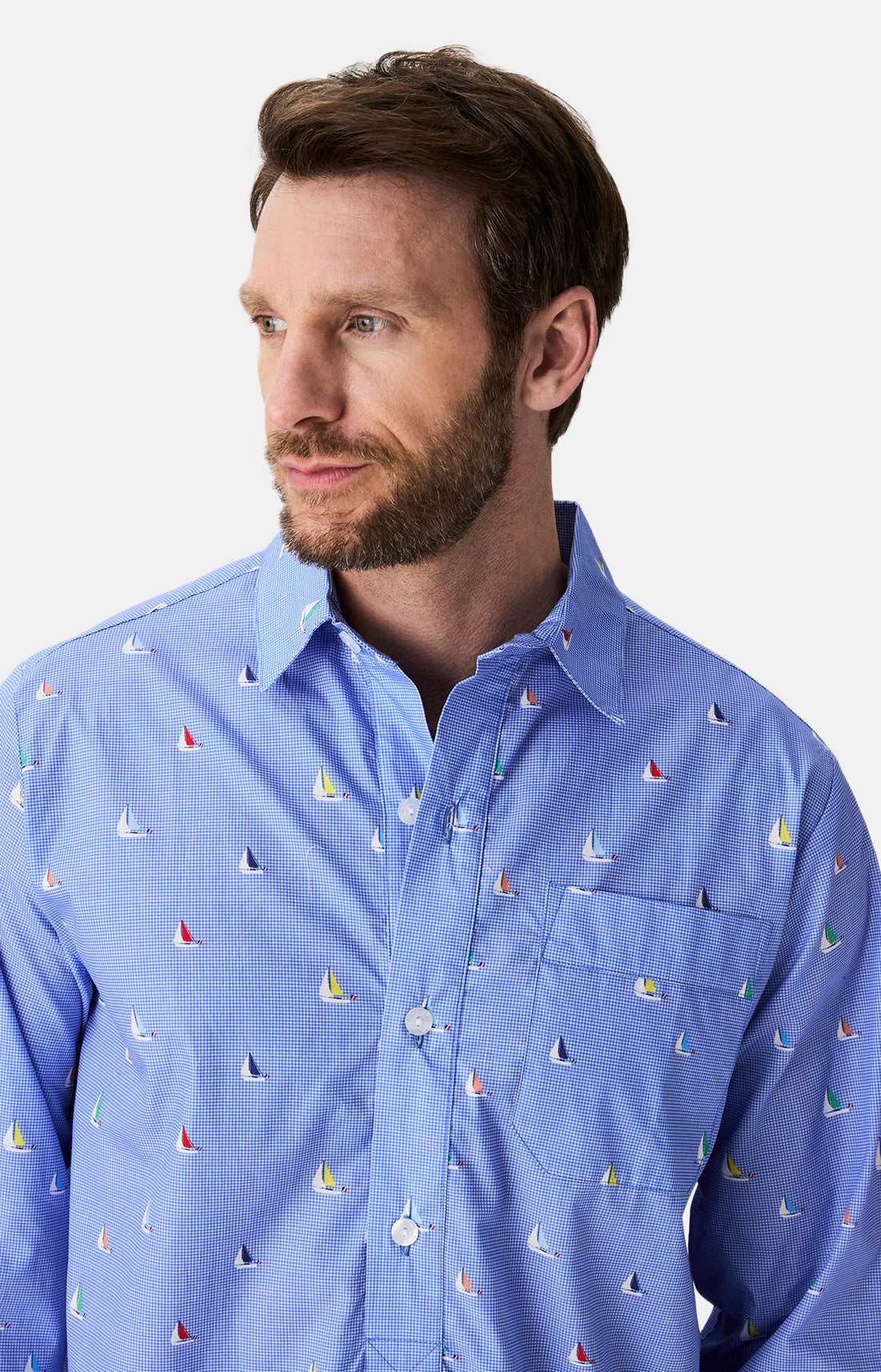 Chemise de nuit homme voilier bleu 2