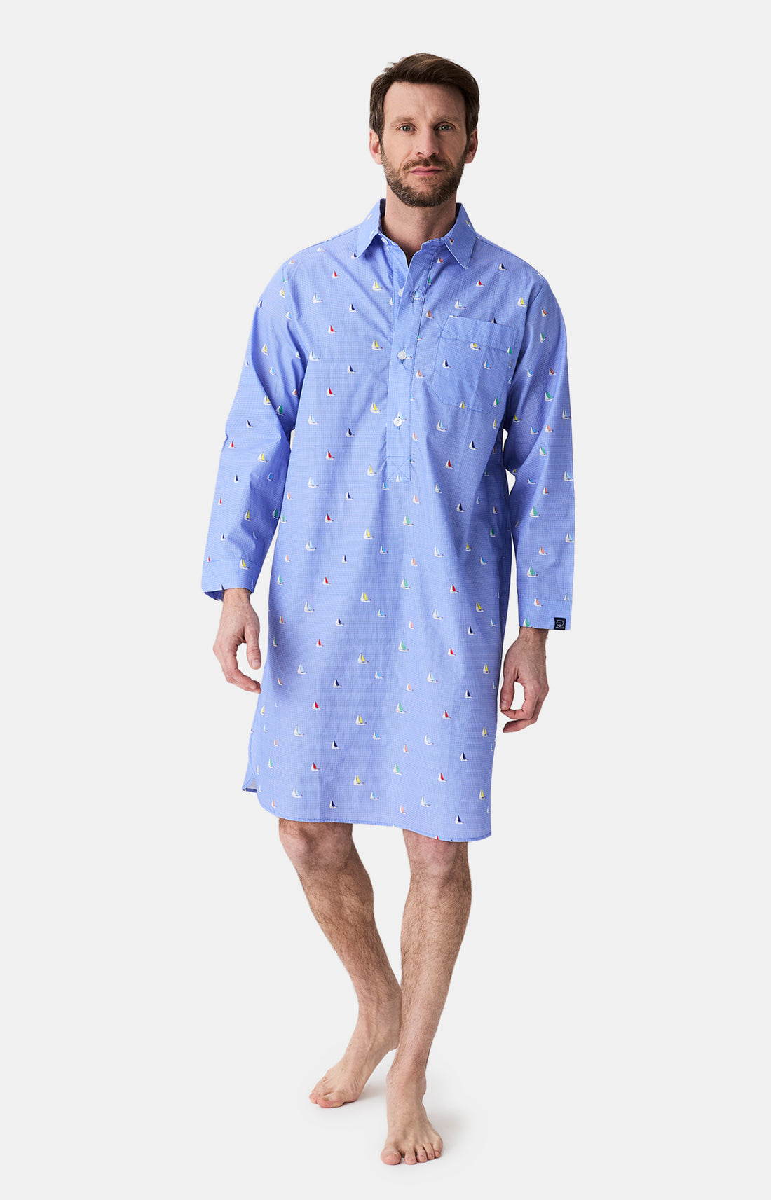 Chemise de nuit homme voilier bleu 1