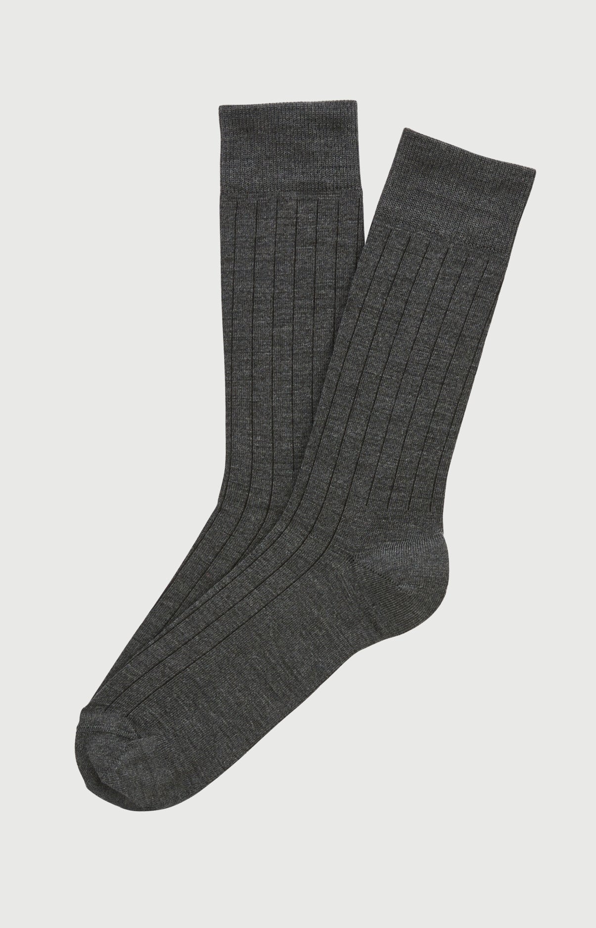 Chaussettes laine et coton anthracite homme 1