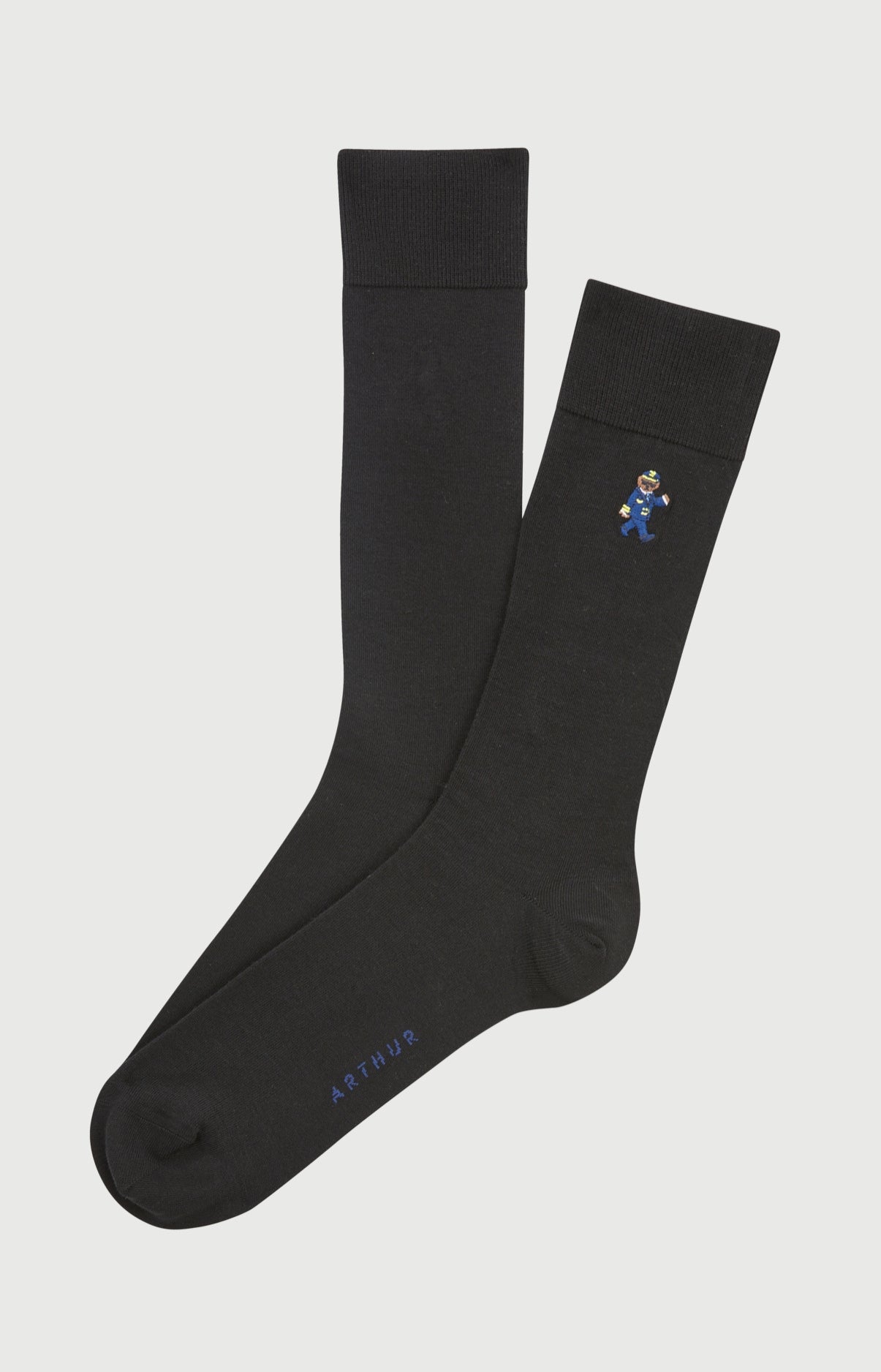 Chaussettes brodées coton pilote de lit noir homme 1
