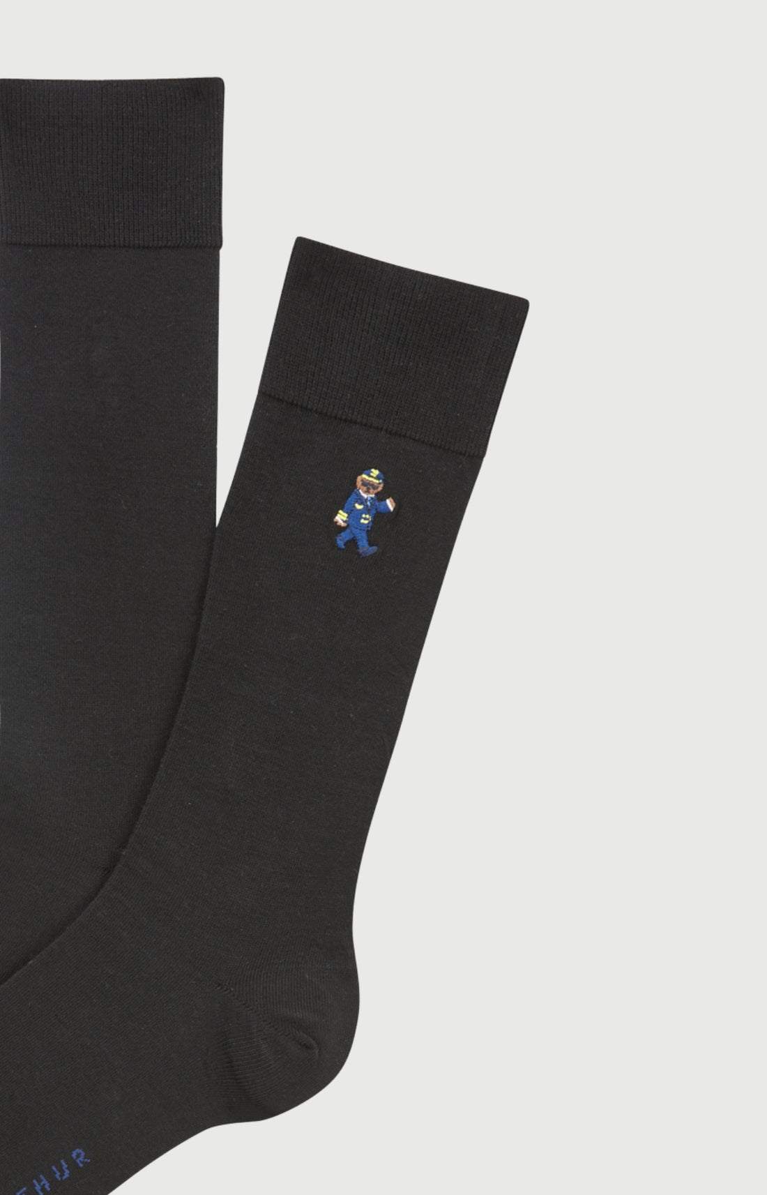 Chaussettes brodées coton pilote de lit noir homme 2