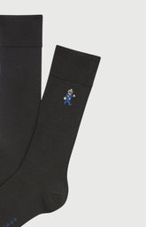 Chaussettes brodées coton pilote de lit noir homme 2
