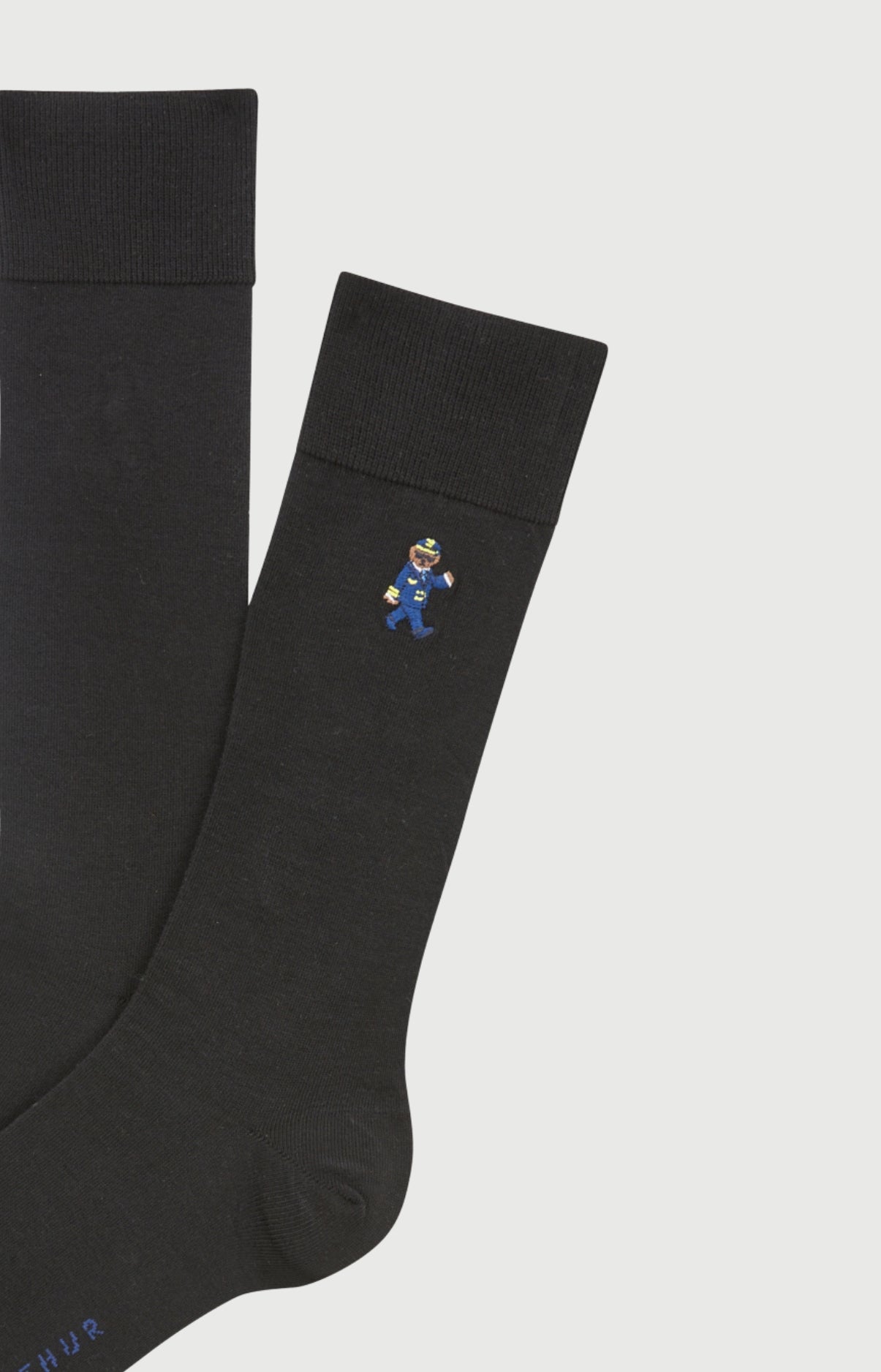 Chaussettes brodées coton pilote de lit noir homme 2