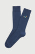 Chaussettes brodées coton teckel marine homme 1