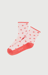 Chaussettes Femme Kiss Imprimé bisous rouge à lèvre 1
