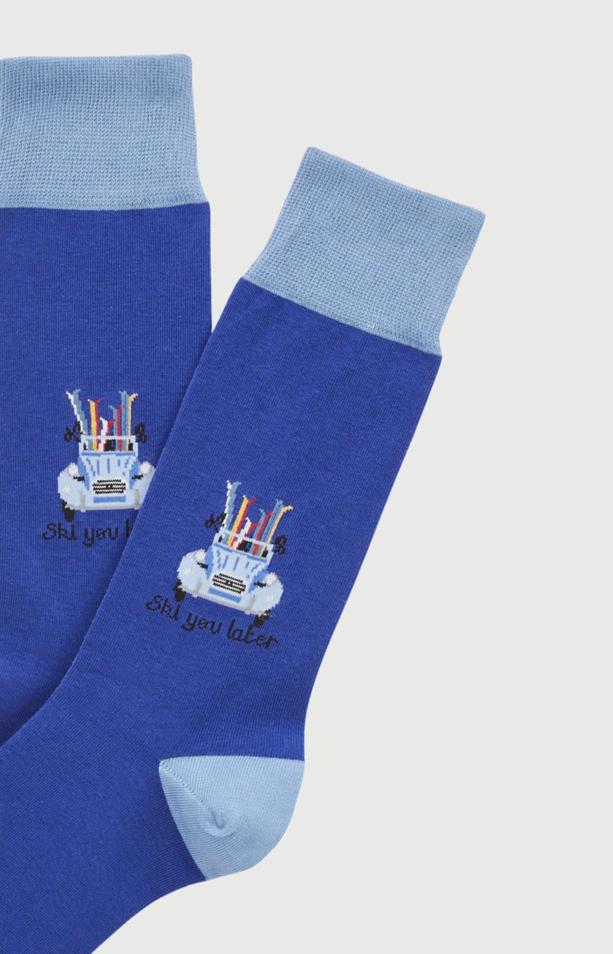 Chaussettes coton ski you later bleu homme 2