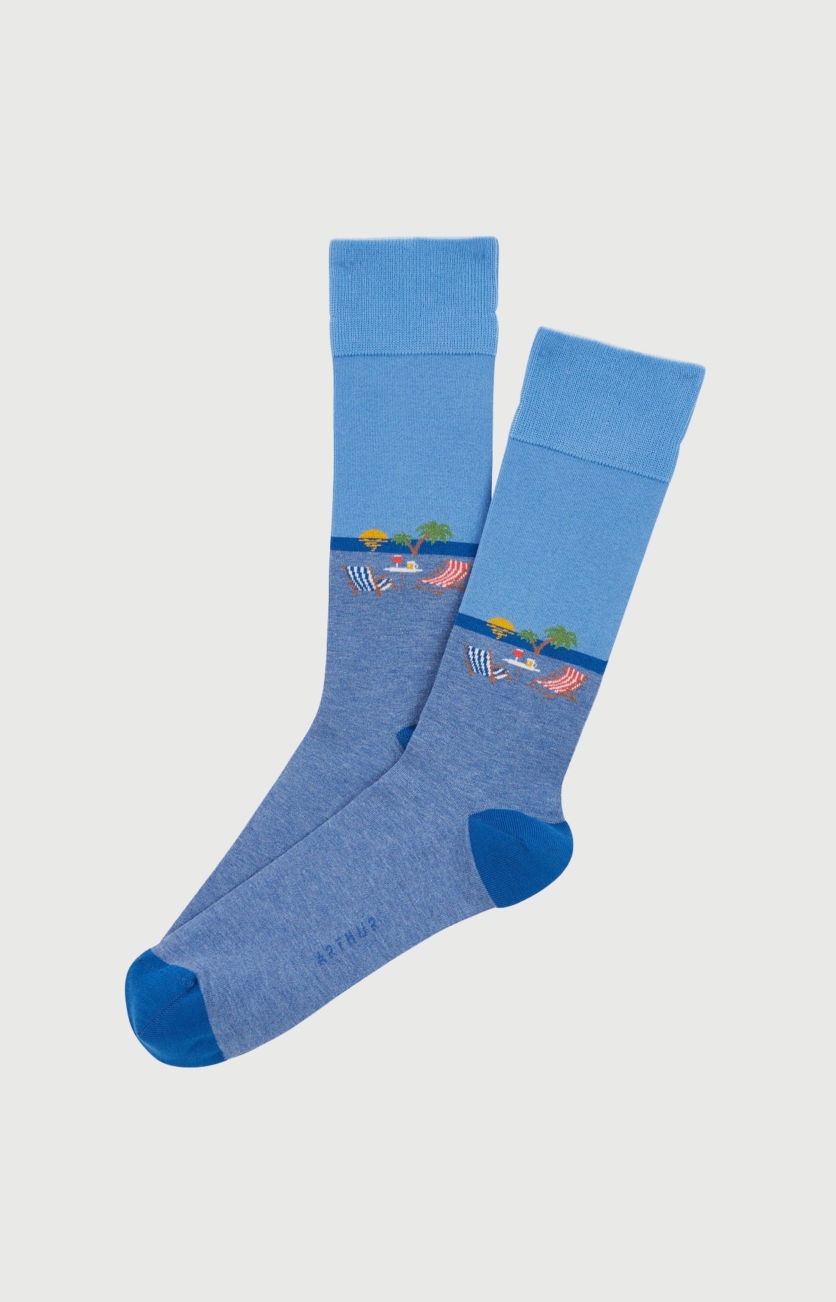 Chaussettes Homme Transat Bleu Imprimé transats en bord de mer palmiers 1