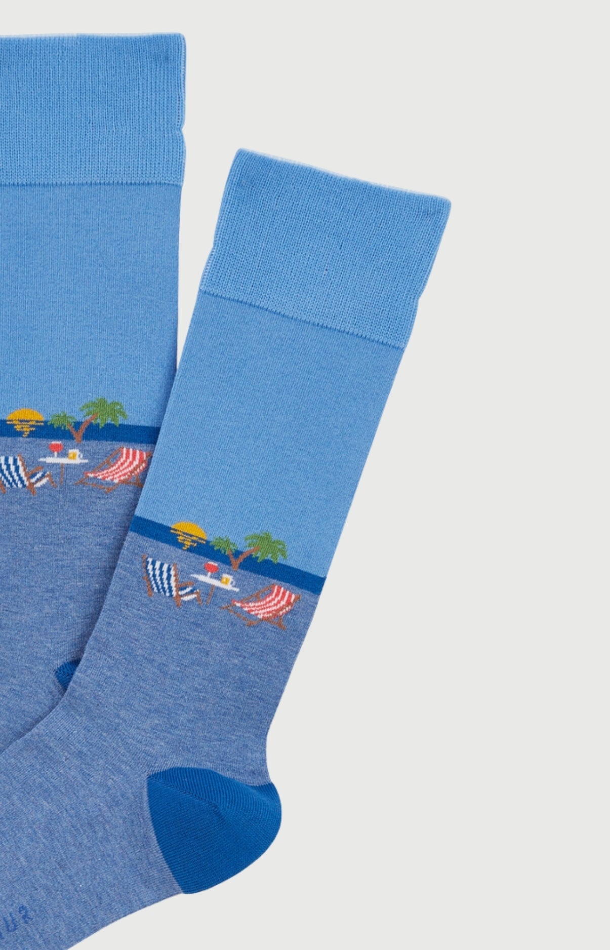 Chaussettes Homme Transat Bleu Imprimé transats en bord de mer palmiers 2