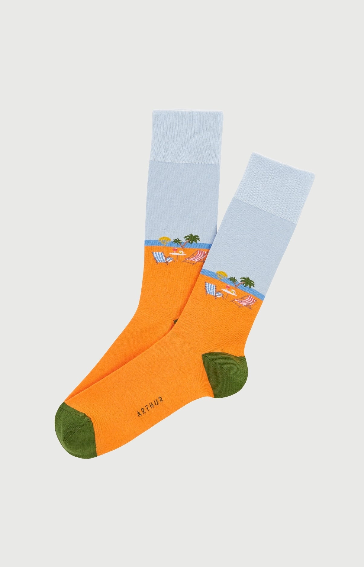 Chaussettes Homme Transat Orange Imprimé transats en bord de mer palmiers 1