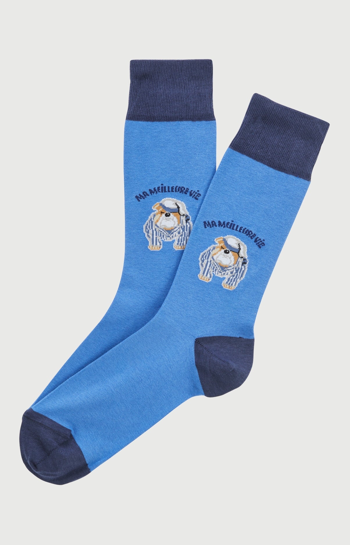Chaussettes coton ma meilleure vie bleu homme 1