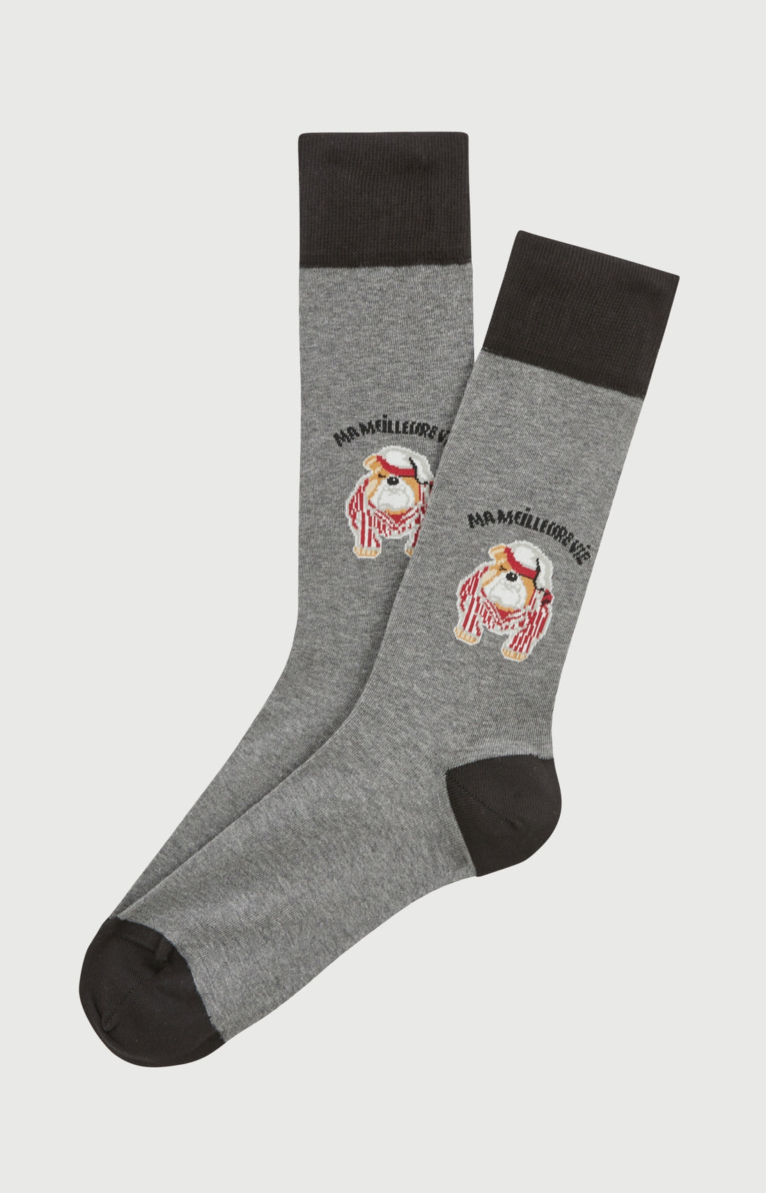 Chaussettes coton ma meilleure vie gris homme 1