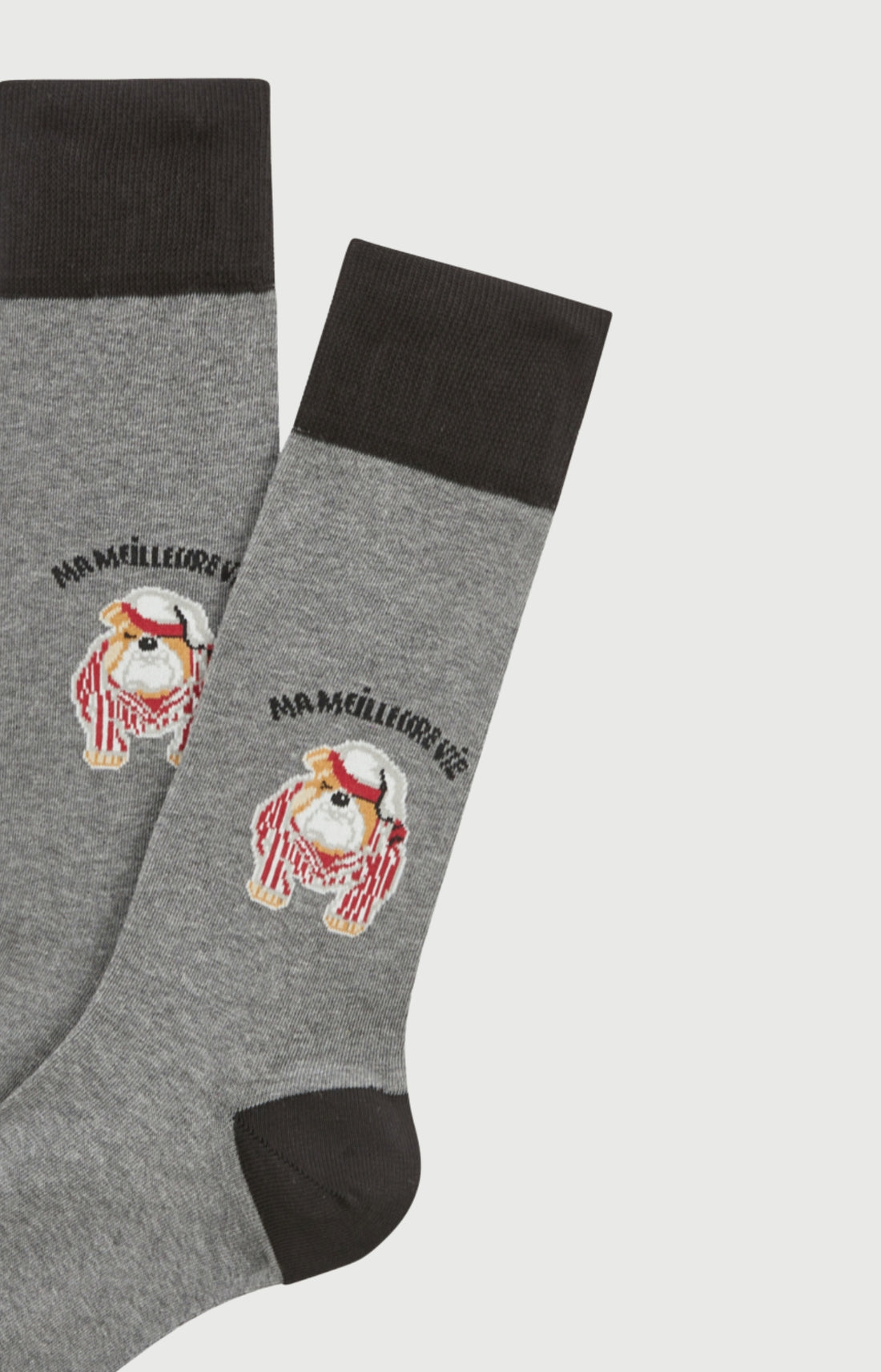 Chaussettes coton ma meilleure vie gris homme 2