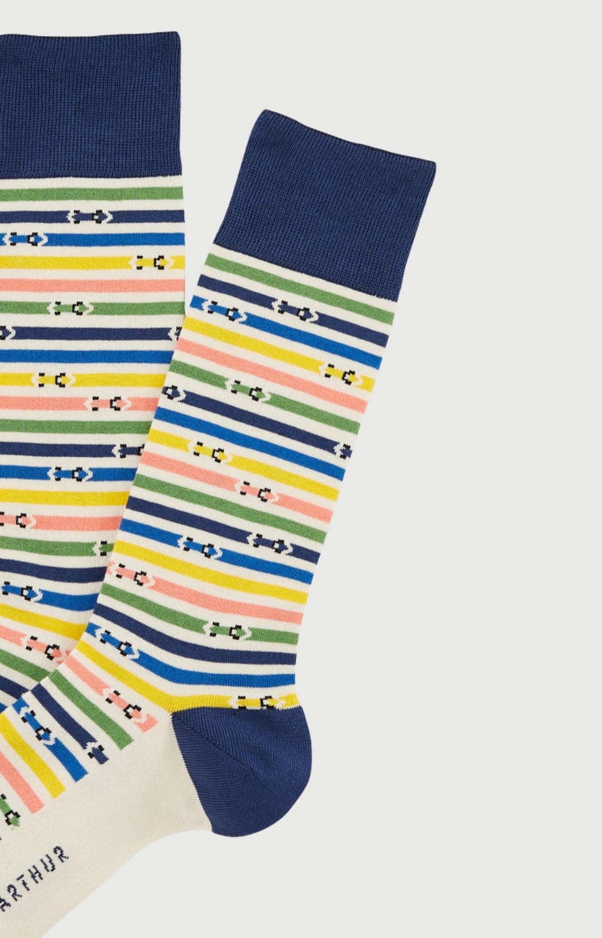 Chaussettes Homme Bolide Imprimé voiture formule 1 bleu et blanc 2