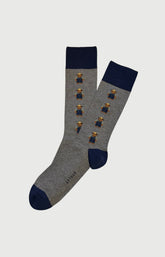 Chaussettes Homme Pré à rêver Gris Imprimé broderie teddy campagne 1