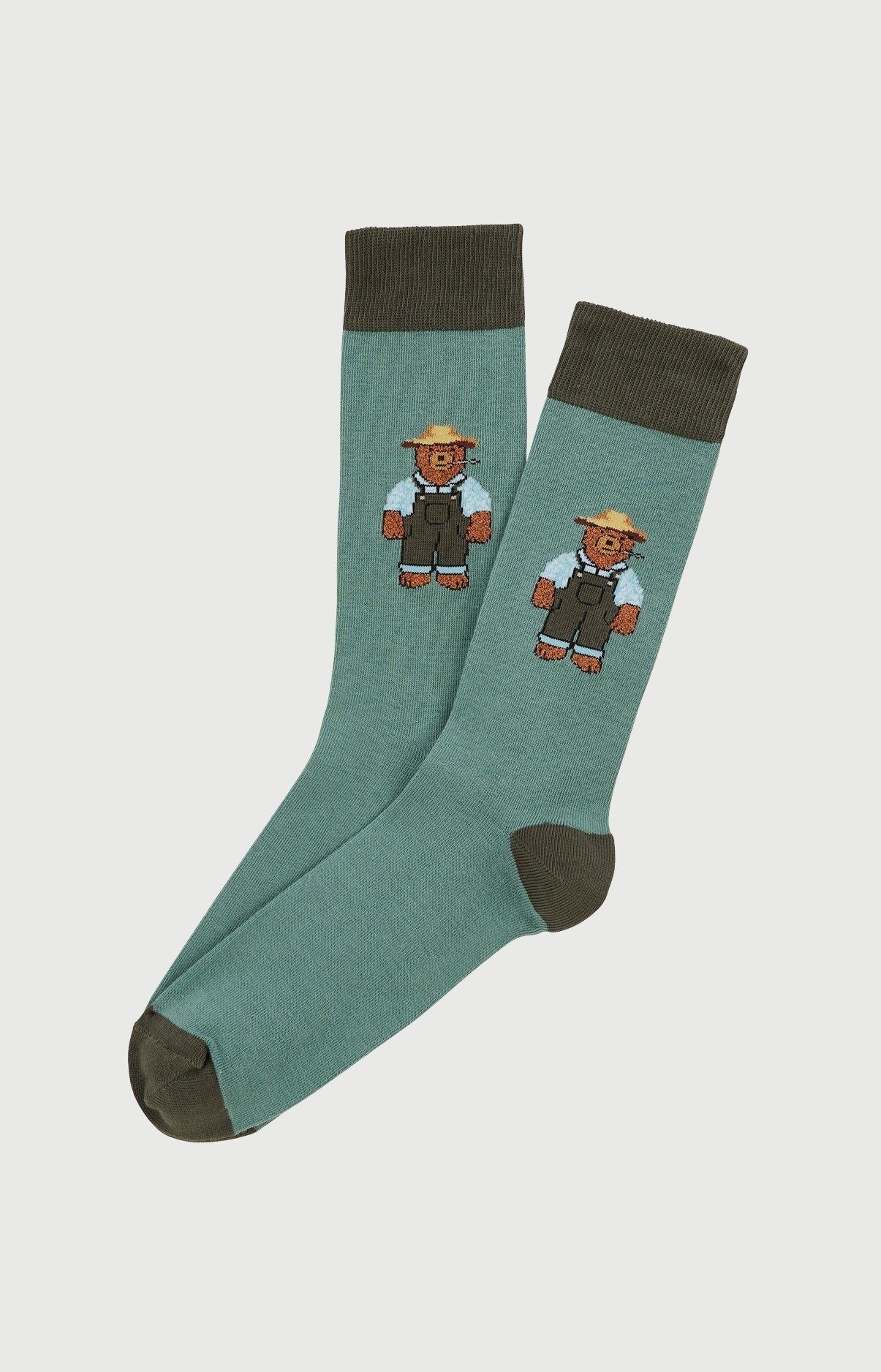 Chaussettes Homme Pré à rêver Kaki Imprimé broderie teddy campagne 1