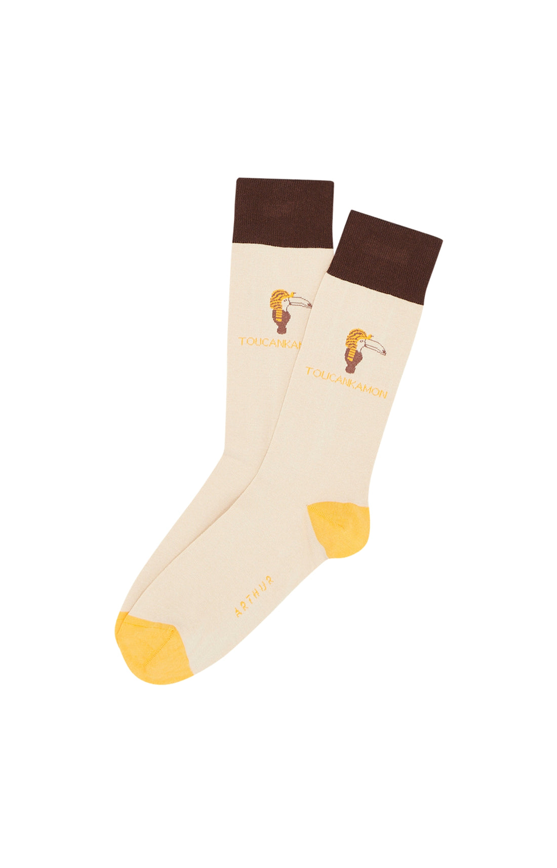 Chaussettes Homme Toucan Blanc et Ivoire et Beige et Marron 1