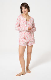 Pyjama Femme Kiss Bretelles fines Imprimé bisous rouge à lèvre 1
