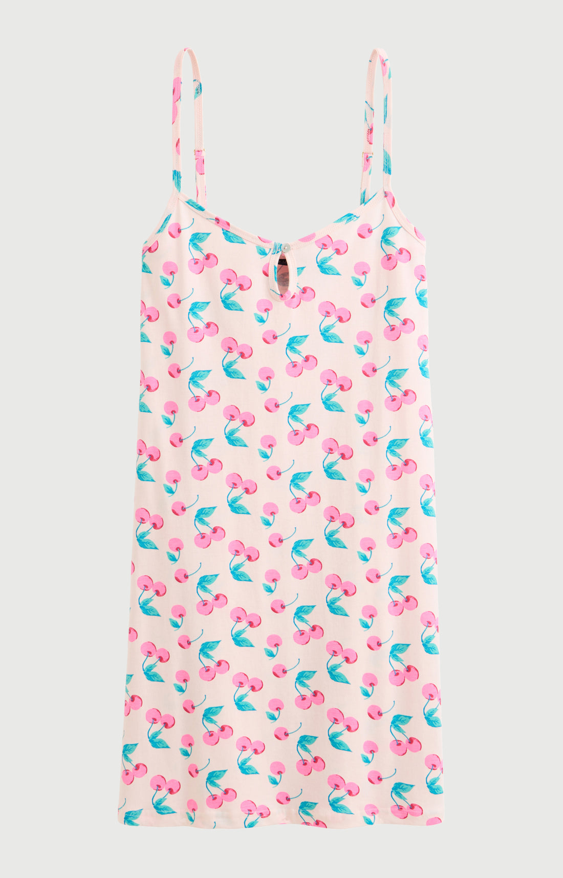 Chemise de nuit Femme Amarena Bretelles fines Imprimé cerise rose et verte 3