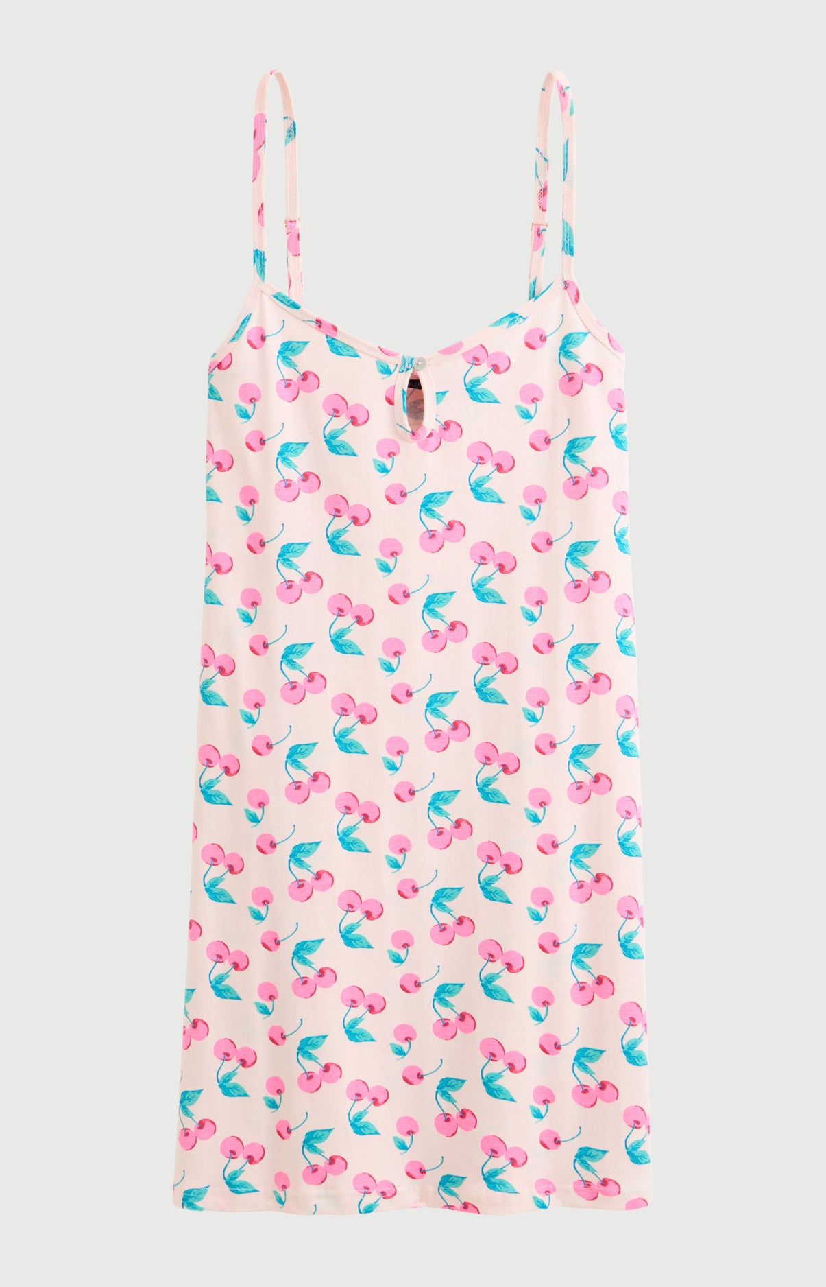 Chemise de nuit Femme Amarena Bretelles fines Imprimé cerise rose et verte 3