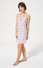 Chemise de nuit Femme Amarena Imprimé cerise rose et verte 4