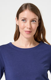 Pyjama long femme en coton bleu marine et coeur rouge 5