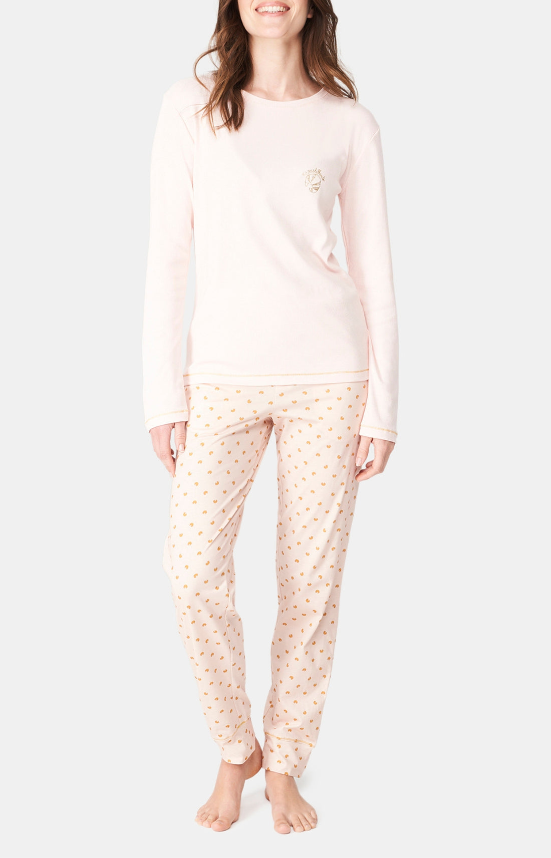 Pyjama long Femme Petit Croissant Rose 1