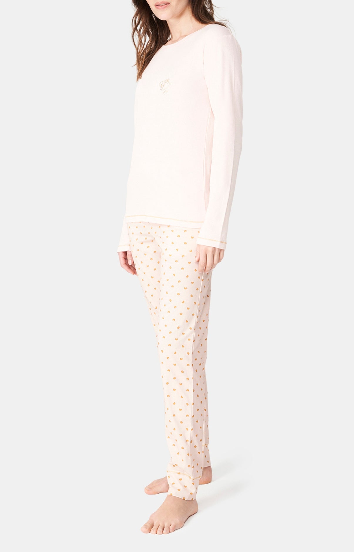Pyjama long Femme Petit Croissant Rose 4