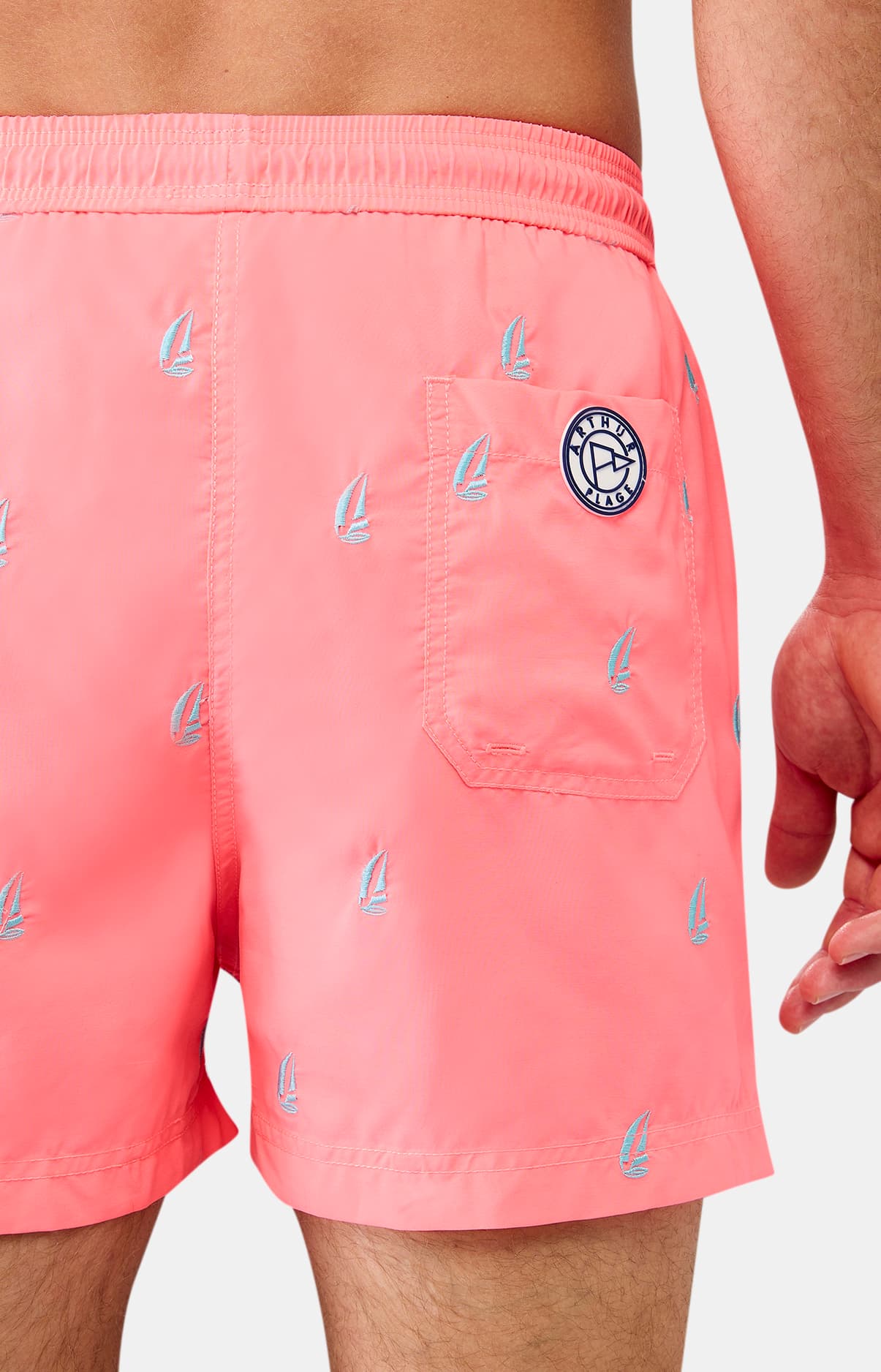 Short de bain Homme brodé bateau Rose 6