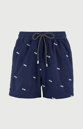 Short de bain homme Bolide Imprimé voiture formule 1 bleu et blanc 3