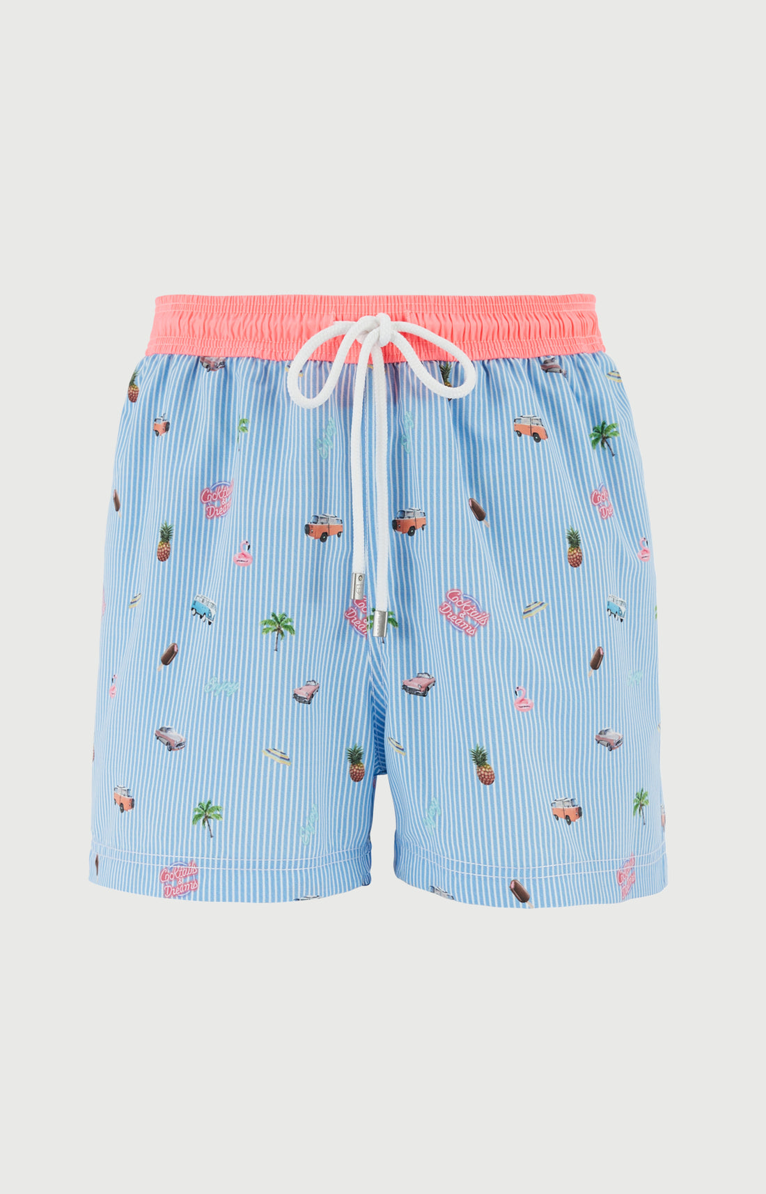 Short de bain homme Californie Imprimé Voitures et palmiers élastique rose 3
