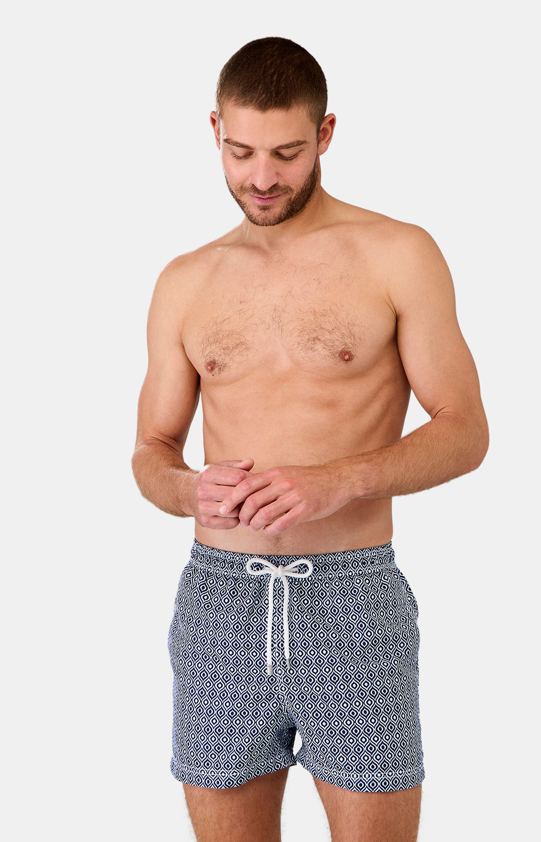 Short de bain Homme Miro Marine et Blanc 1