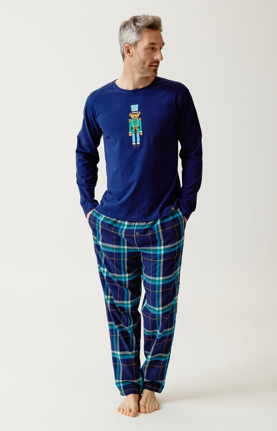 Pyjama en jersey épais et flanelle de coton mark homme marine 1