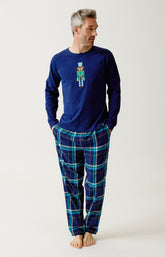Pyjama en jersey épais et flanelle de coton mark homme marine 1