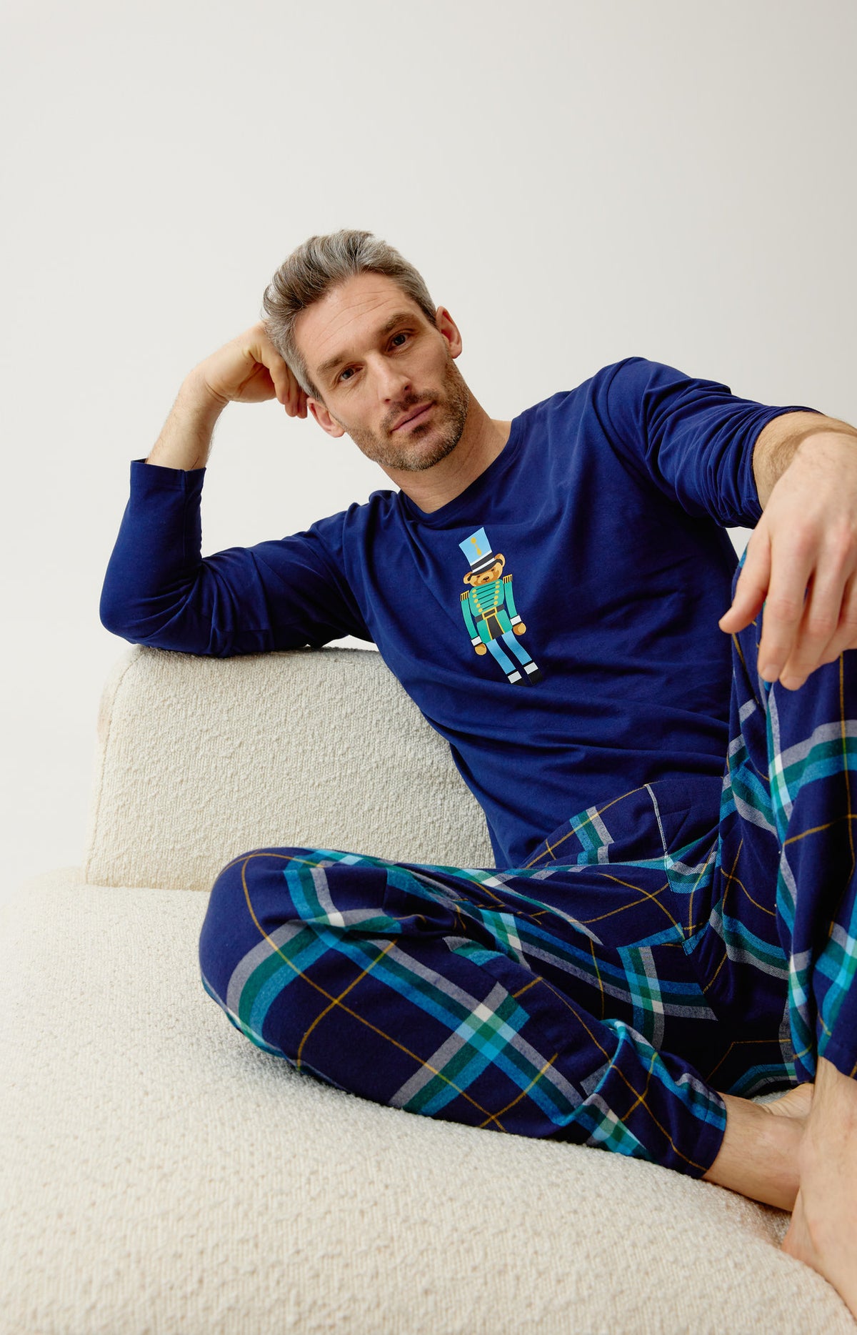 Pyjama en jersey épais et flanelle de coton mark homme marine 7