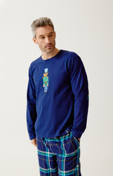 Pyjama en jersey épais et flanelle de coton mark homme marine 2