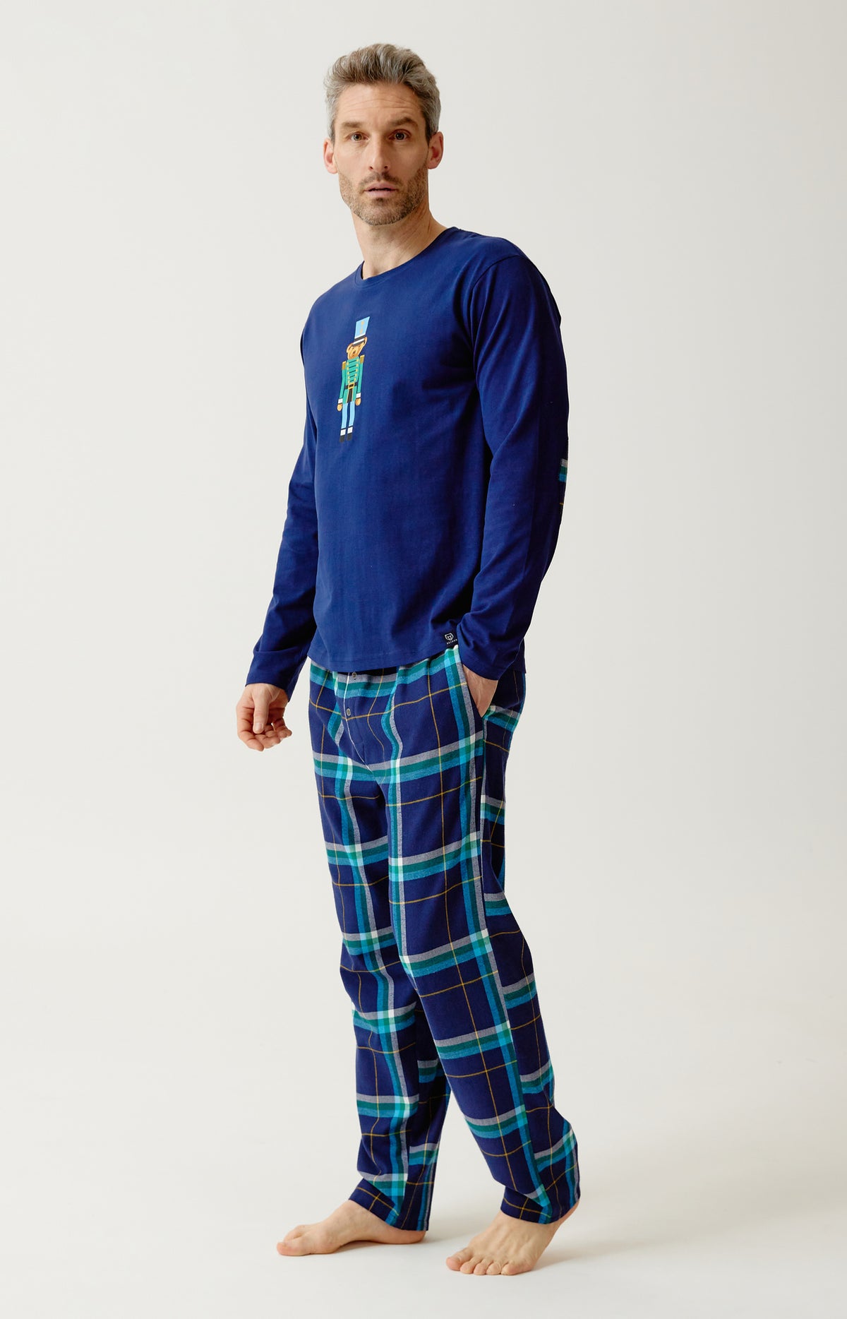 Pyjama en jersey épais et flanelle de coton mark homme marine 5