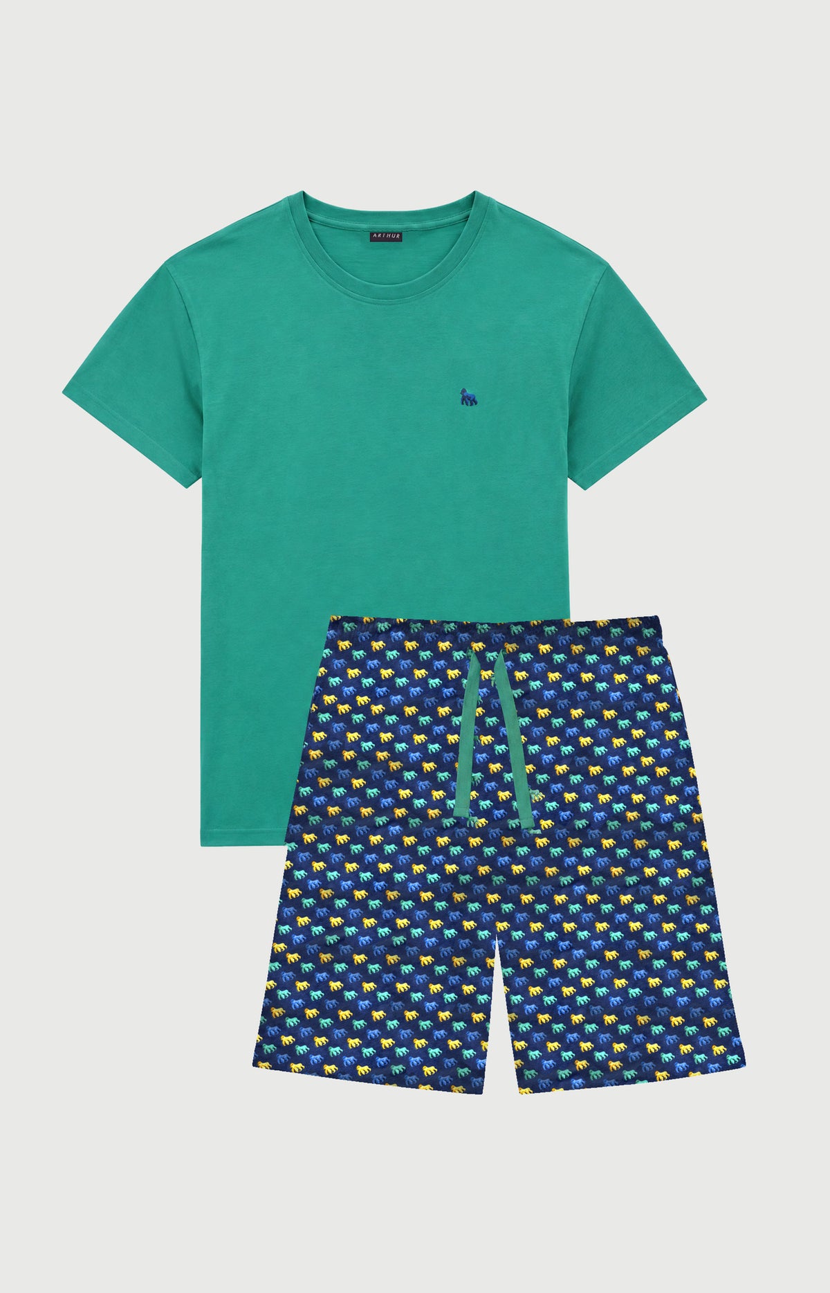 Pyjashort en jersey de coton léger Homme Gorille marine 1