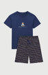 Pyjashort en jersey de coton léger Homme To be or not rugby marine 1