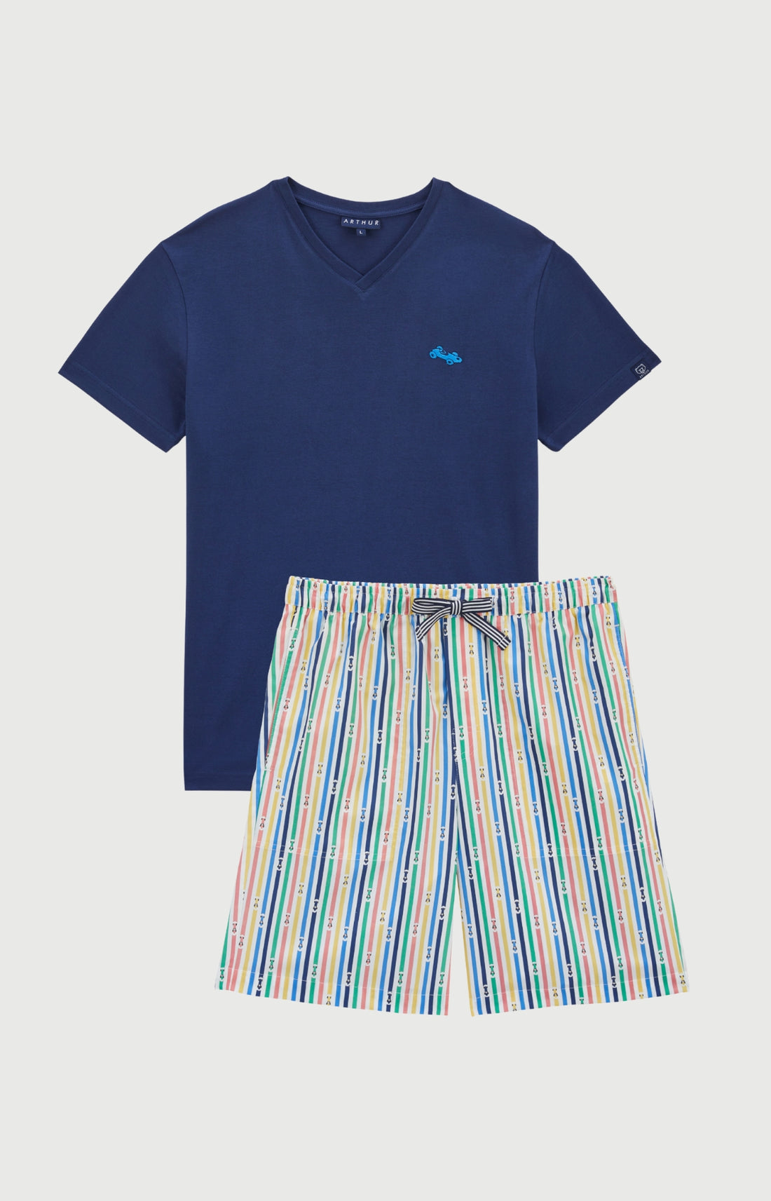 Pyjashort Homme marine et rayé 1