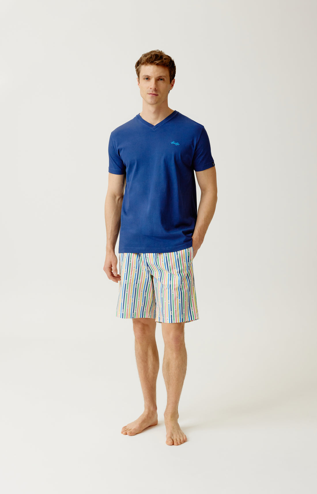 Pyjashort Homme marine et rayé 2