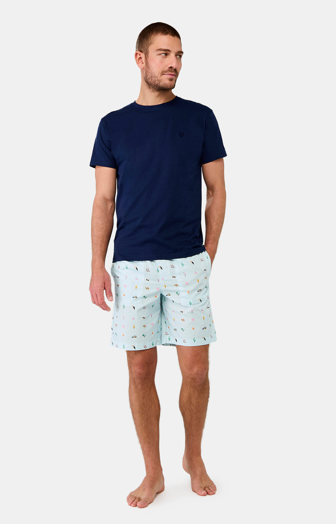 Pyjashort Homme Summer Rose et Bleu 1