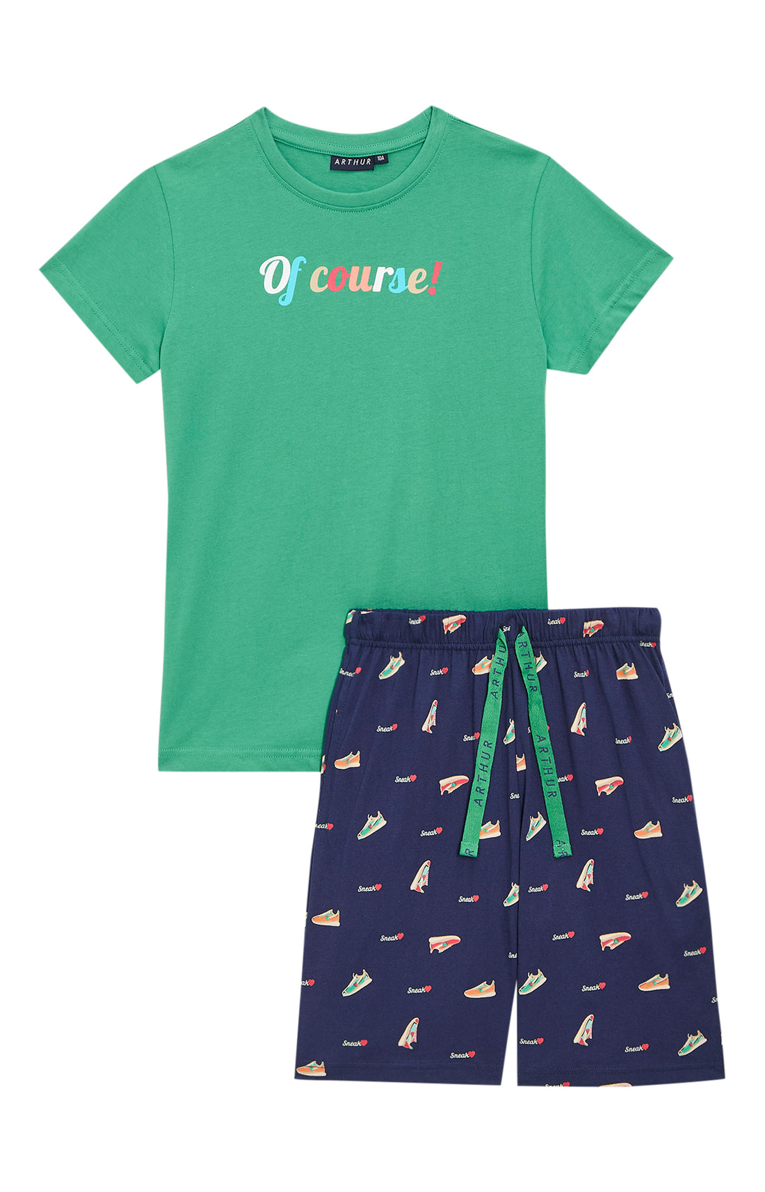 Pyjashort Enfant Sneakers Vert et Marine 3