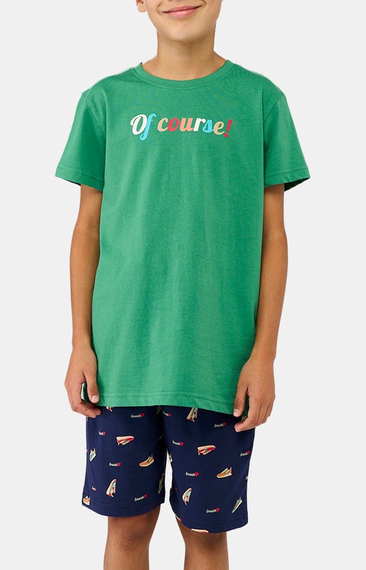 Pyjashort Enfant Sneakers Vert et Marine 1