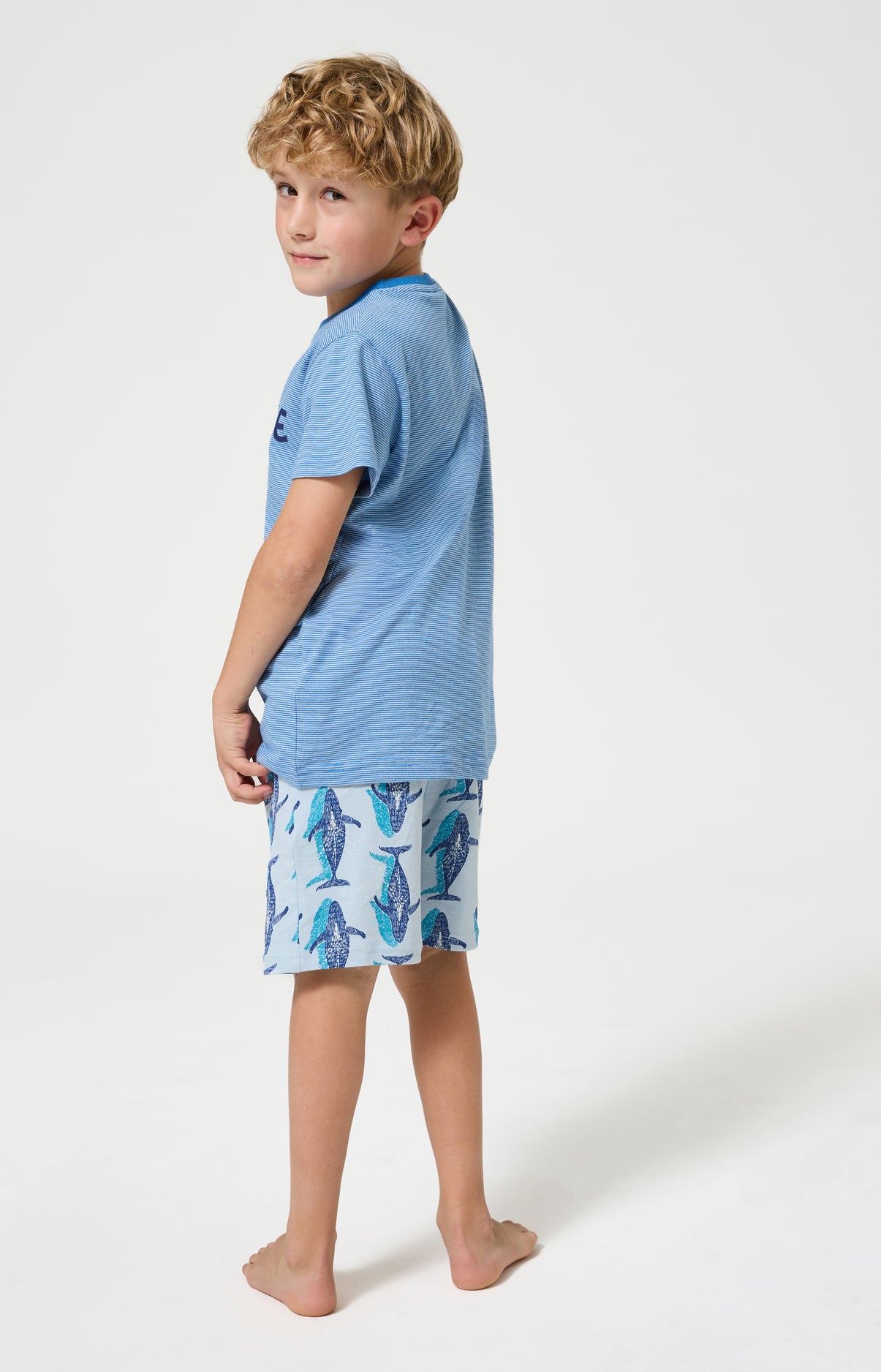 Pyjama Enfant Pacifique Manches courtes Imprimé banc de baleines bleues 6