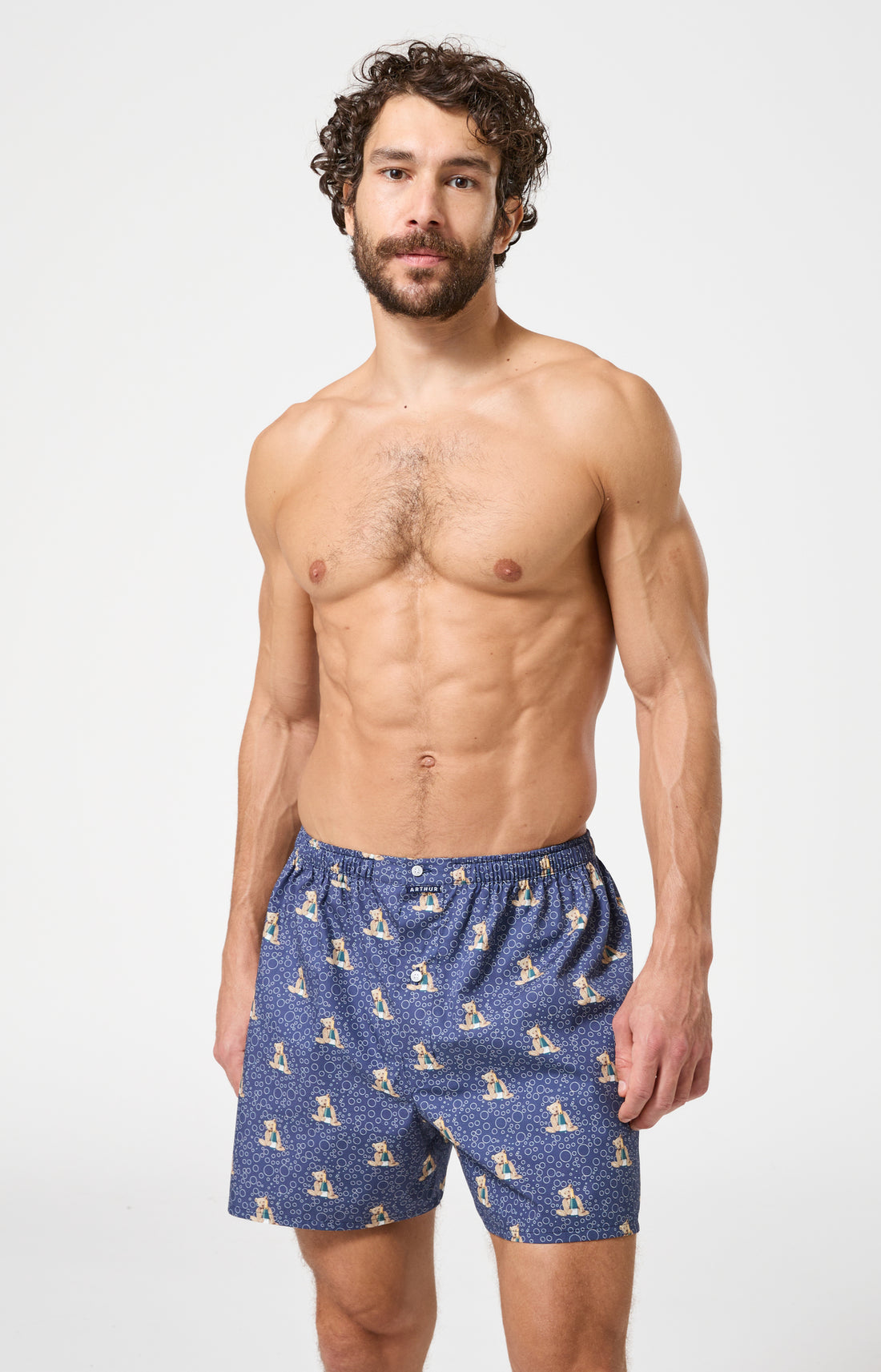 Caleçon classique homme bleu marine teddy champagne nouvel an 1